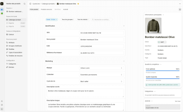Managing a product catalog in CycleCore